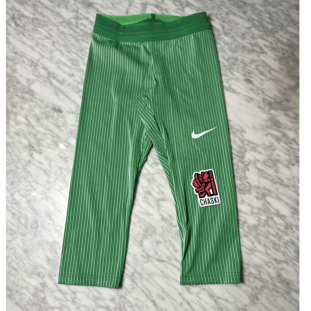 Nike Pro Elite USA Track And Field 3/4 Tights Green AO8495-OOO USA made